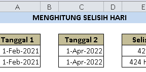 Menghitung Selisih Hari Dalam Excel Dengan Menggunakan Rumus DATEDIF